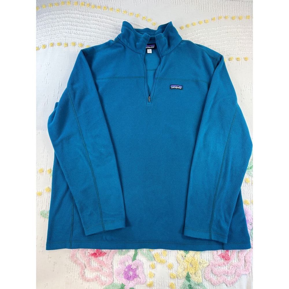 Patagonia Mens XL Micro D Quarter Zip‎ Fleece Pullover Teal Blue 26176